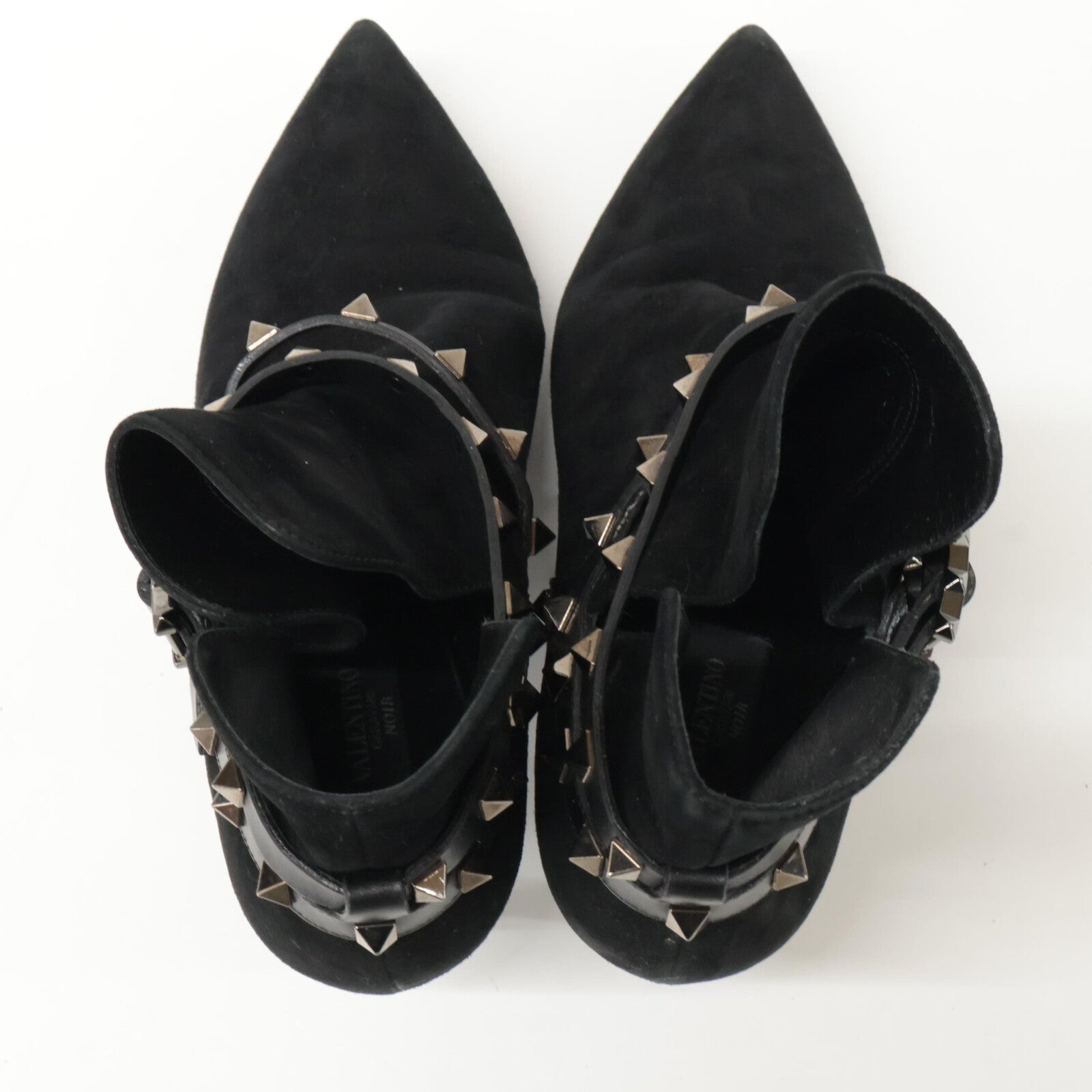Valentino Garavani J625 2 Suede Studded Pointed Toe Heel Shoes 38 Women's