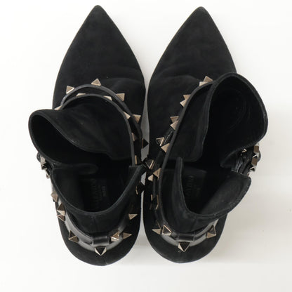 Valentino Garavani J625 2 Suede Studded Pointed Toe Heel Shoes 38 Women's