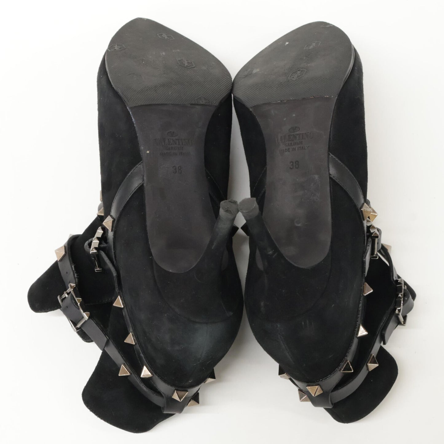 Valentino Garavani J625 2 Suede Studded Pointed Toe Heel Shoes 38 Women's