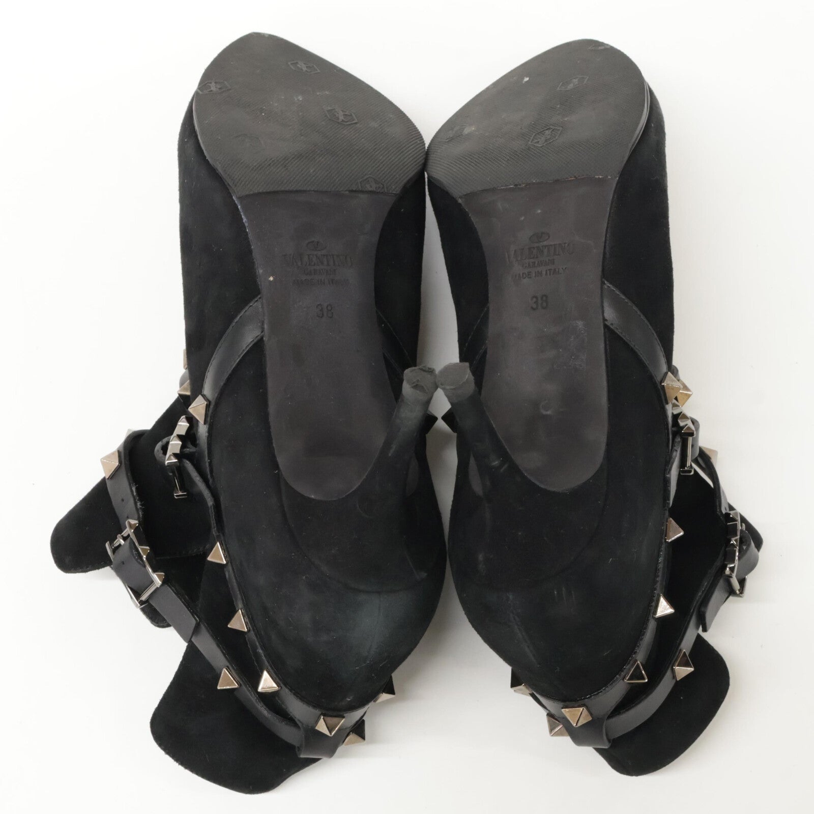 Valentino Garavani J625 2 Suede Studded Pointed Toe Heel Shoes 38 Women's
