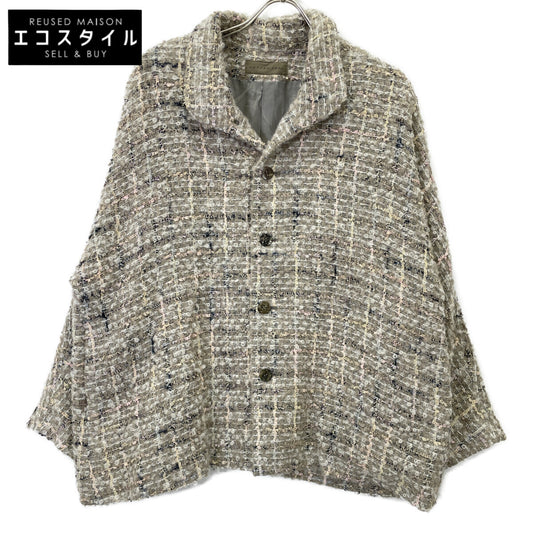 J0144FJ632 24AW Grey Kasuri Loop Tweed Jacket M Women's