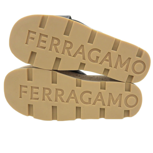 Salvatore Ferragamo サルヴァトーレフェラガモ 新品同様 ENGRACIA コルク ウェッジソール サンダル シューズ レディース 黒 4C 24SS シューズ