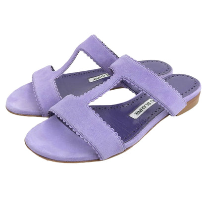MANOLO BLAHNIK マノロブラニク 美品 ARTAS スエード フラット サンダル シューズ レディース ライトパープル 34 1/2 シューズ