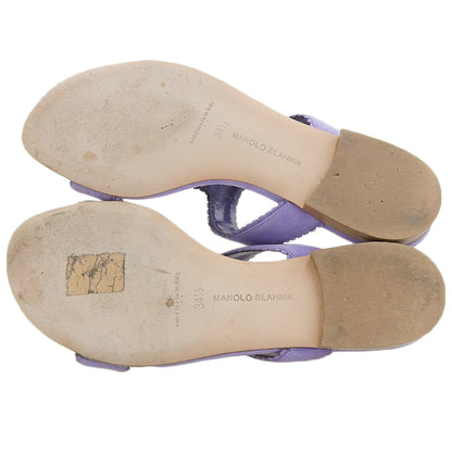 MANOLO BLAHNIK 莫罗·伯拉尼克 美品 ARTAS 麂皮 平底 凉鞋 女士 淡紫色 34 1/2 鞋履