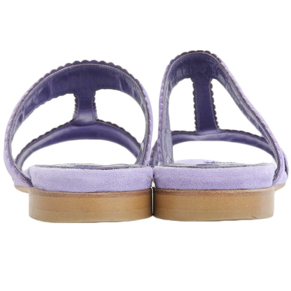 MANOLO BLAHNIK 莫罗·伯拉尼克 美品 ARTAS 麂皮 平底 凉鞋 女士 淡紫色 34 1/2 鞋履