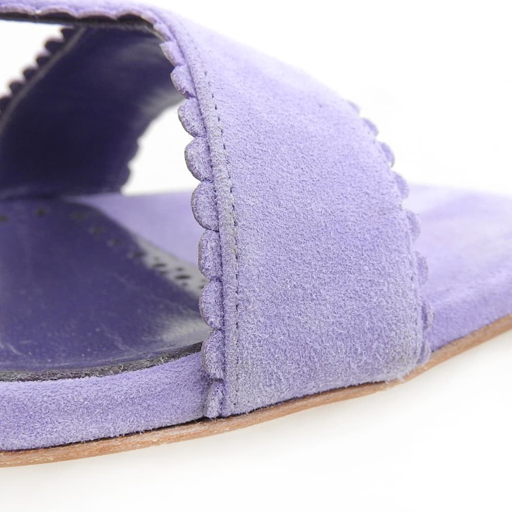MANOLO BLAHNIK 莫罗·伯拉尼克 美品 ARTAS 麂皮 平底 凉鞋 女士 淡紫色 34 1/2 鞋履