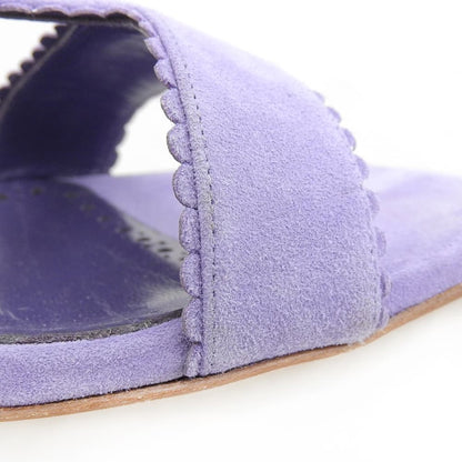 MANOLO BLAHNIK 莫罗·伯拉尼克 美品 ARTAS 麂皮 平底 凉鞋 女士 淡紫色 34 1/2 鞋履