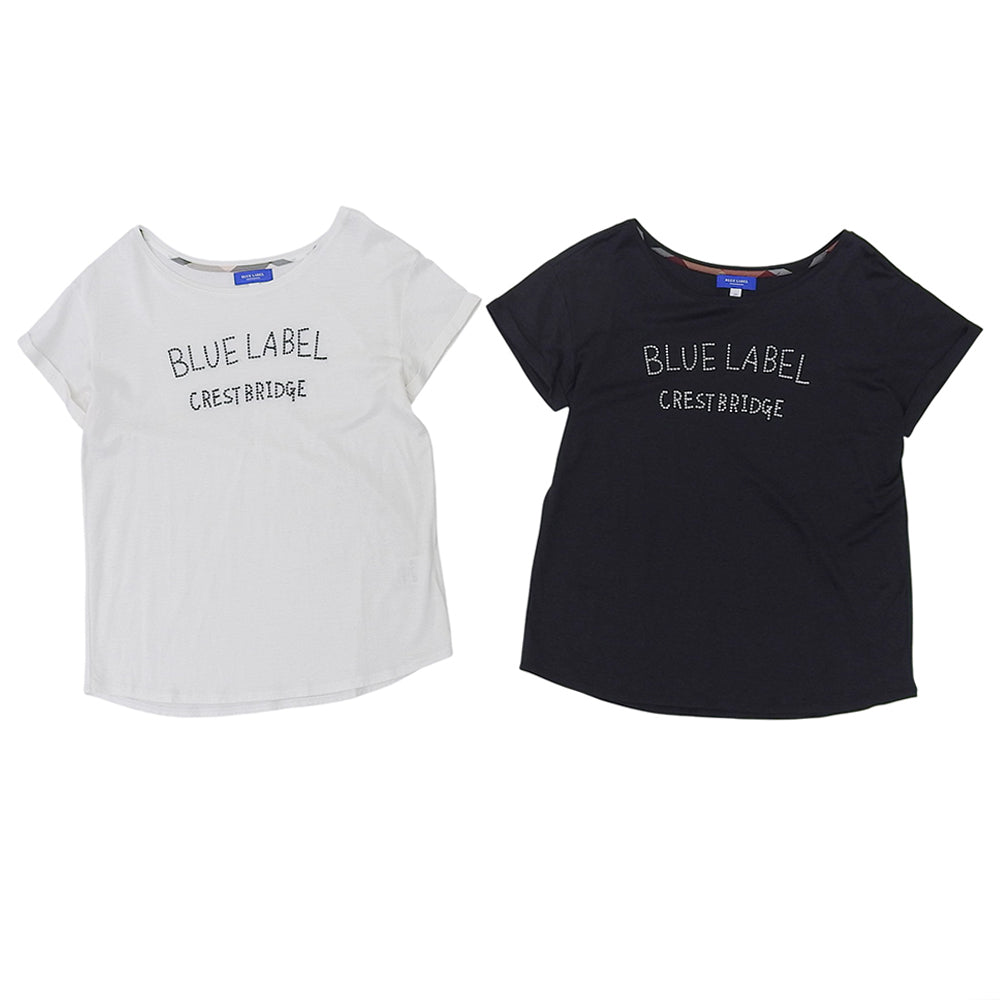 BLUE LABEL CRESTBRIDGE 蓝色标签克雷斯特布里奇 近全新 刺绣标志T恤 2件套 上衣 女士 海军蓝 白色 38 上衣