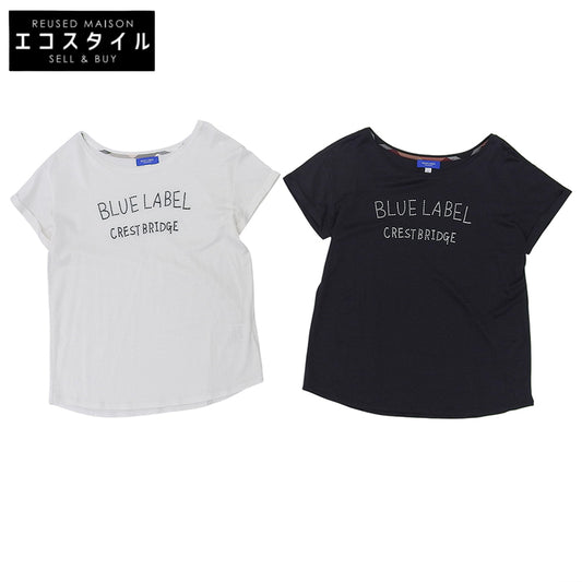 BLUE LABEL CRESTBRIDGE Beautiful Embroidered Logo T-Shirt 2-Piece Set Tops Women's Navy White 38 Tops