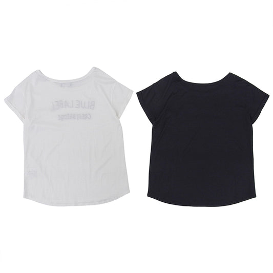 BLUE LABEL CRESTBRIDGE ブルーレーベルクレストブリッジ 美品 刺繍 ロゴ Tシャツ 2点セット トップス レディース ネイビー ホワイト 38 トップス