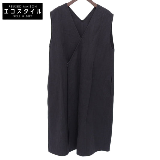 【SALE】 JURGEN LEHL ヨーガンレール 新品同様 カーディリネンツイル ワンピース レディース ブラック M 25SS ワンピース