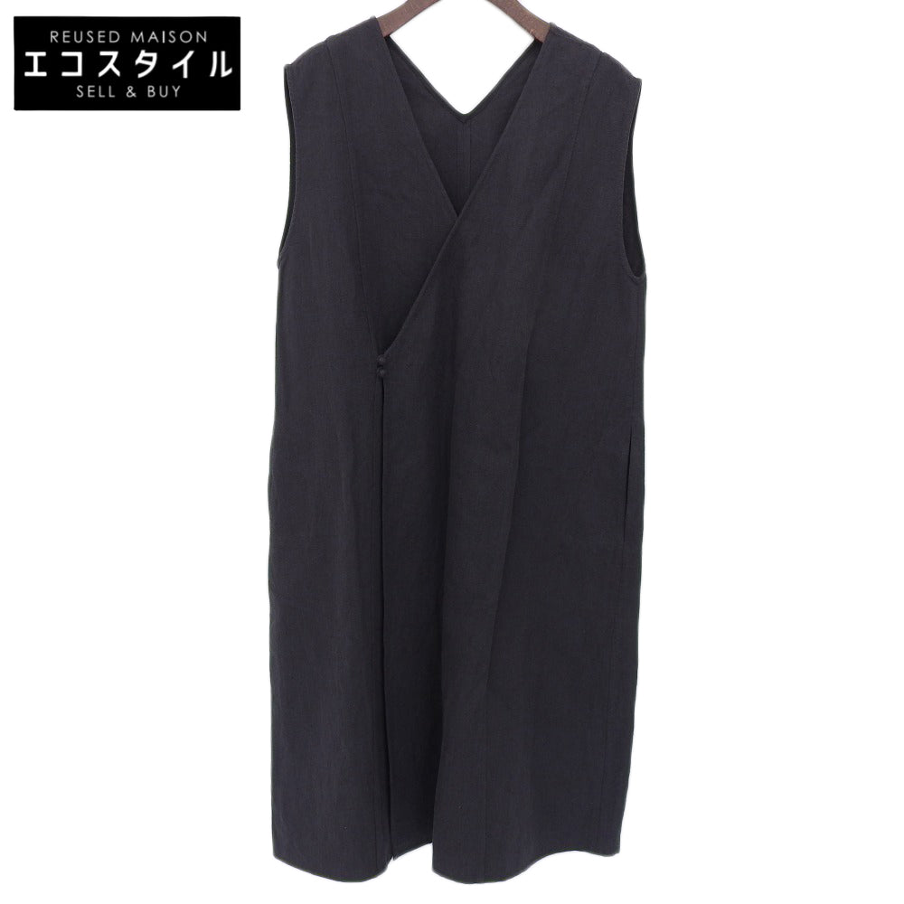 JURGEN LEHL Jurgen Lehl Like New Cardy Linen Twill Dress Ladies Black M 25SS Dress