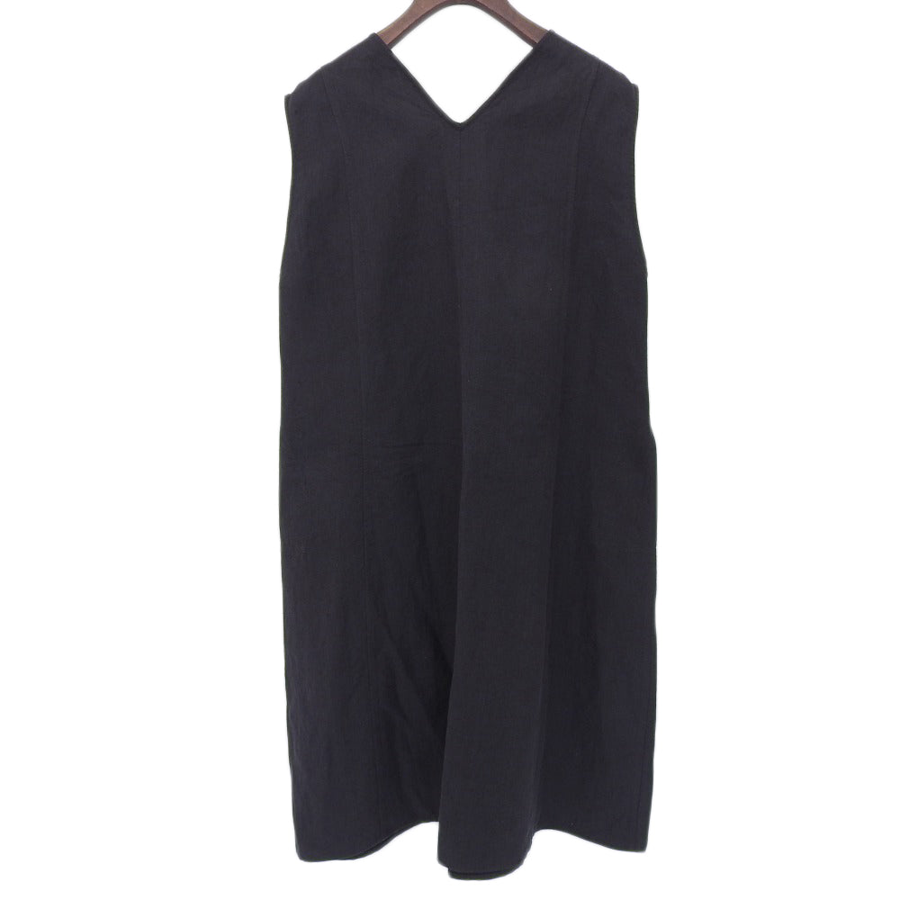 JURGEN LEHL Jurgen Lehl Like New Cardy Linen Twill Dress Ladies Black M 25SS Dress