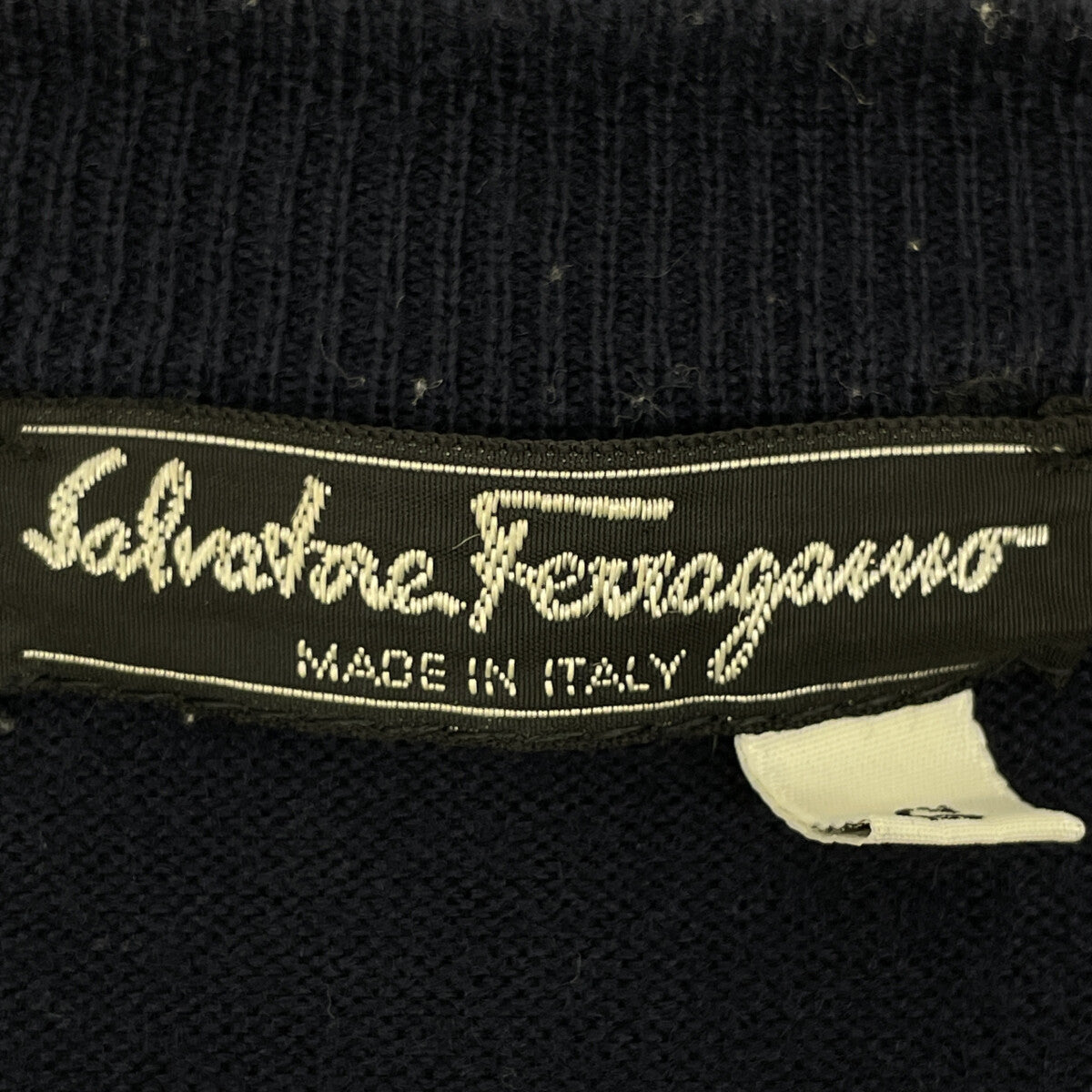 Salvatore Ferragamo Navy Tiger Gold Button Cardigan Top