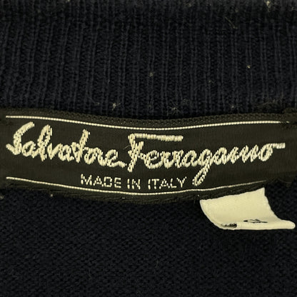 Salvatore Ferragamo Navy Tiger Gold Button Cardigan Top