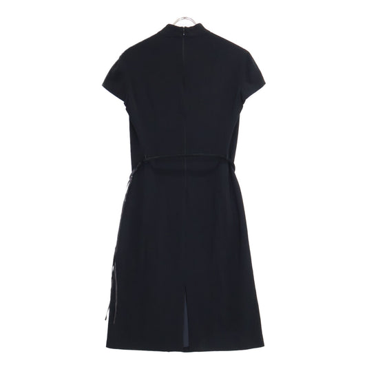 ARMANI COLLEZIONI Black Leather Belt Sleeveless Dress