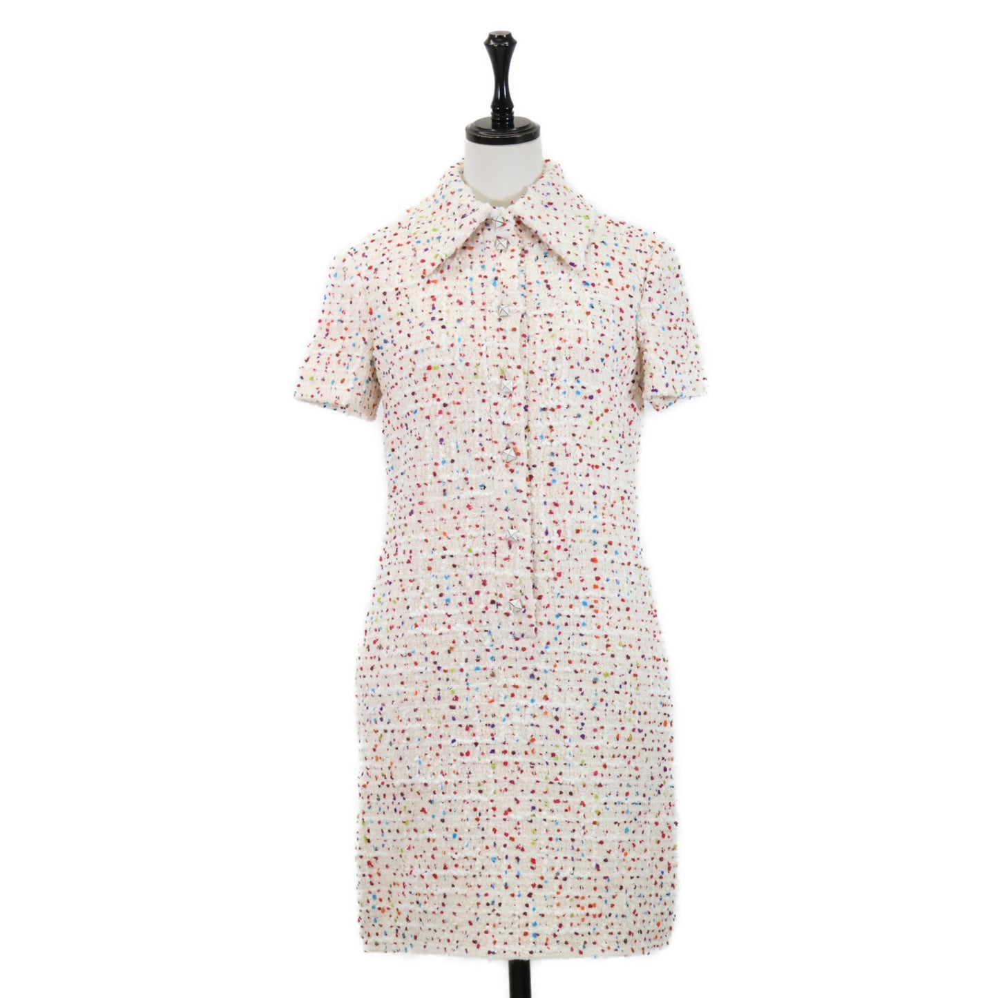 VALENTINO 华伦天奴 【美品/国内正品】P60101687 XB3VAYB016VP 金字塔铆钉 粗花呢 短袖连衣裙