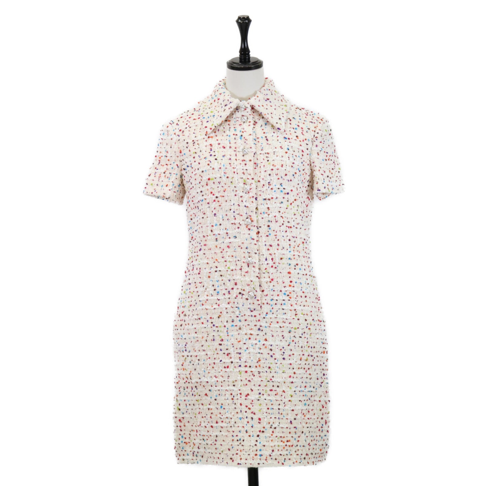 VALENTINO 华伦天奴 【美品/国内正品】P60101687 XB3VAYB016VP 金字塔铆钉 粗花呢 短袖连衣裙