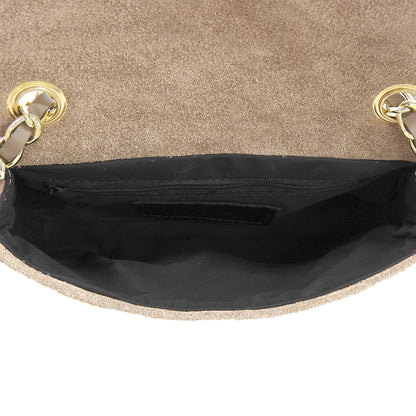 美品 麂皮 菱格链条 两用单肩包 女士 棕色系 手提包 女士
