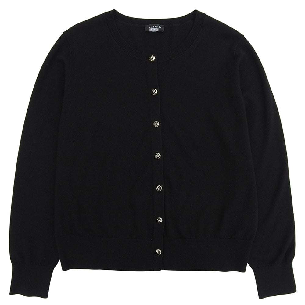 Excellent condition spade flower button lightweight cardigan top women's black M KO351 Tops M Women's