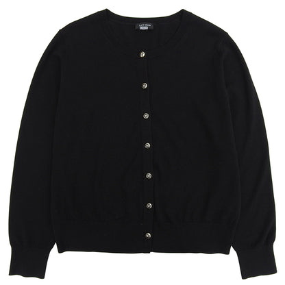 Excellent condition spade flower button lightweight cardigan top women's black M KO351 Tops M Women's