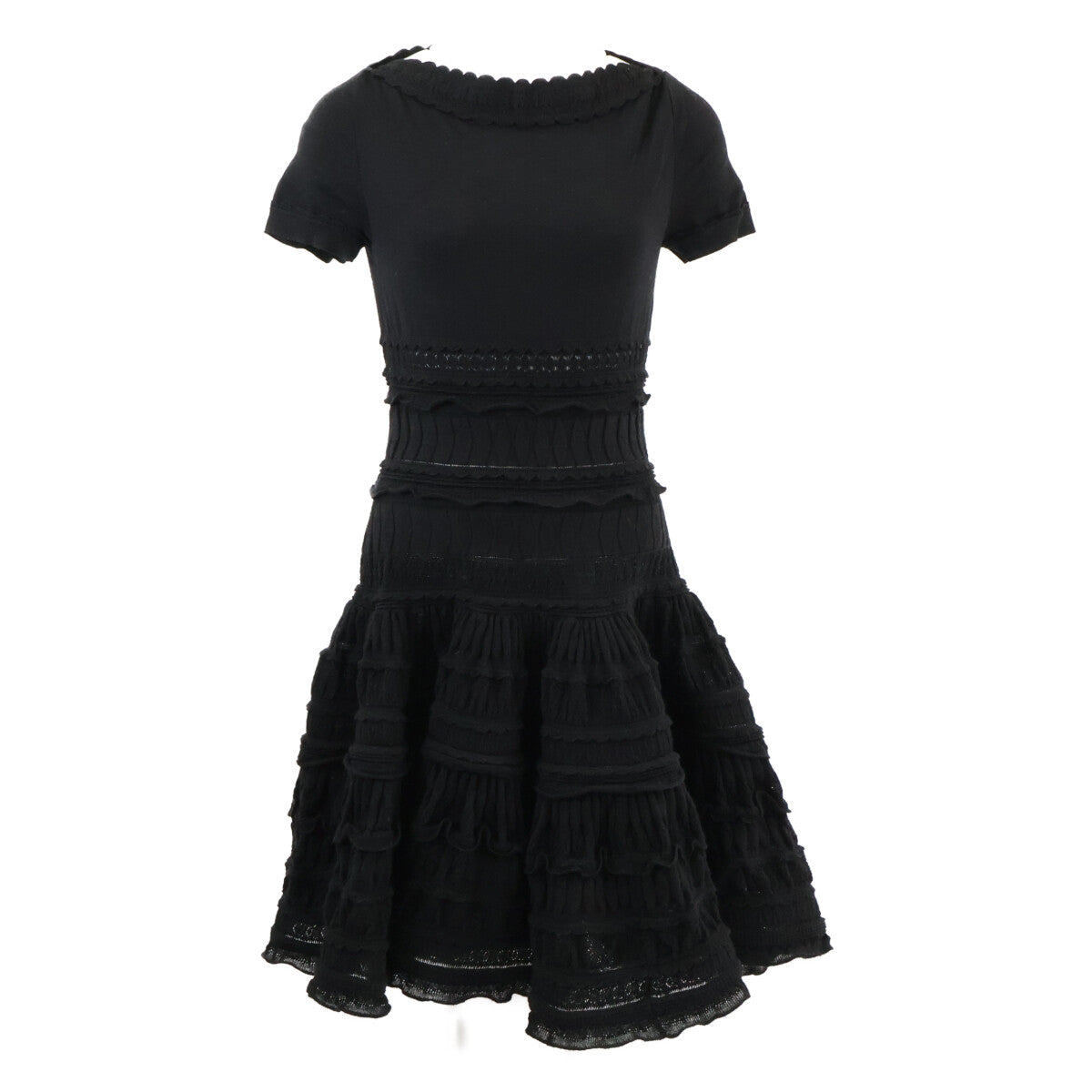 ALAÏA 【Domestic Authentic】AA9R2187CM626 Crinoline Flared Fine Knit Mini Skater Dress/Dress