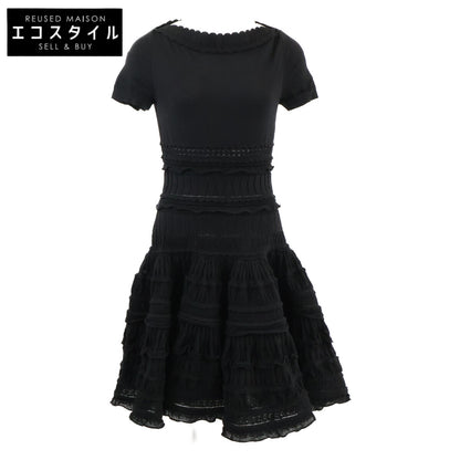 ALAÏA 【Domestic Authentic】AA9R2187CM626 Crinoline Flared Fine Knit Mini Skater Dress/Dress