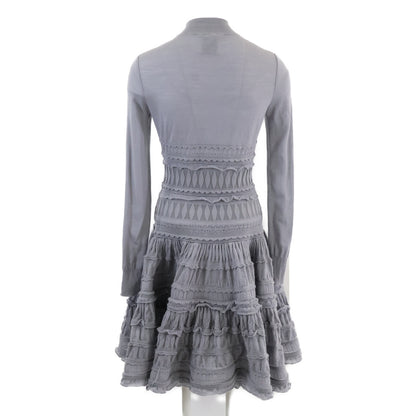 ALAIA AA9R2153CM626 Crinoline Flared Fine Knit Mini Skater High Neck Dress