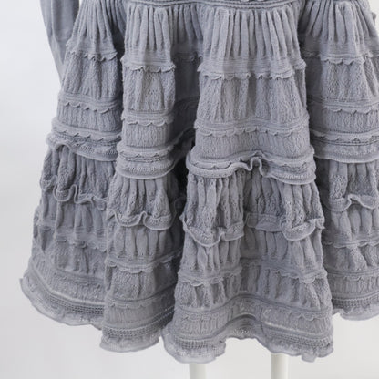 ALAIA AA9R2153CM626 Crinoline Flared Fine Knit Mini Skater High Neck Dress