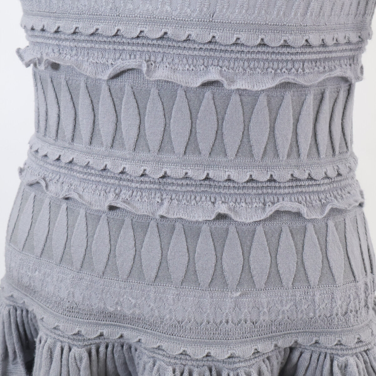 ALAIA AA9R2153CM626 Crinoline Flared Fine Knit Mini Skater High Neck Dress