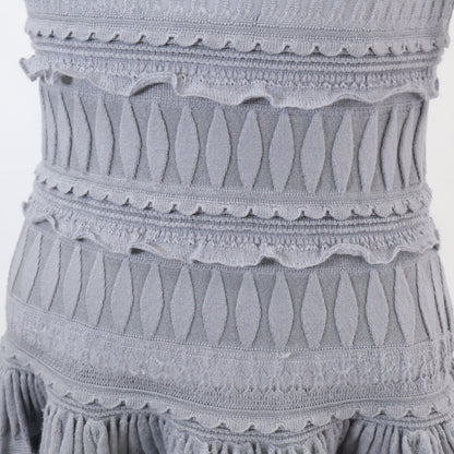 ALAIA AA9R2153CM626 Crinoline Flared Fine Knit Mini Skater High Neck Dress