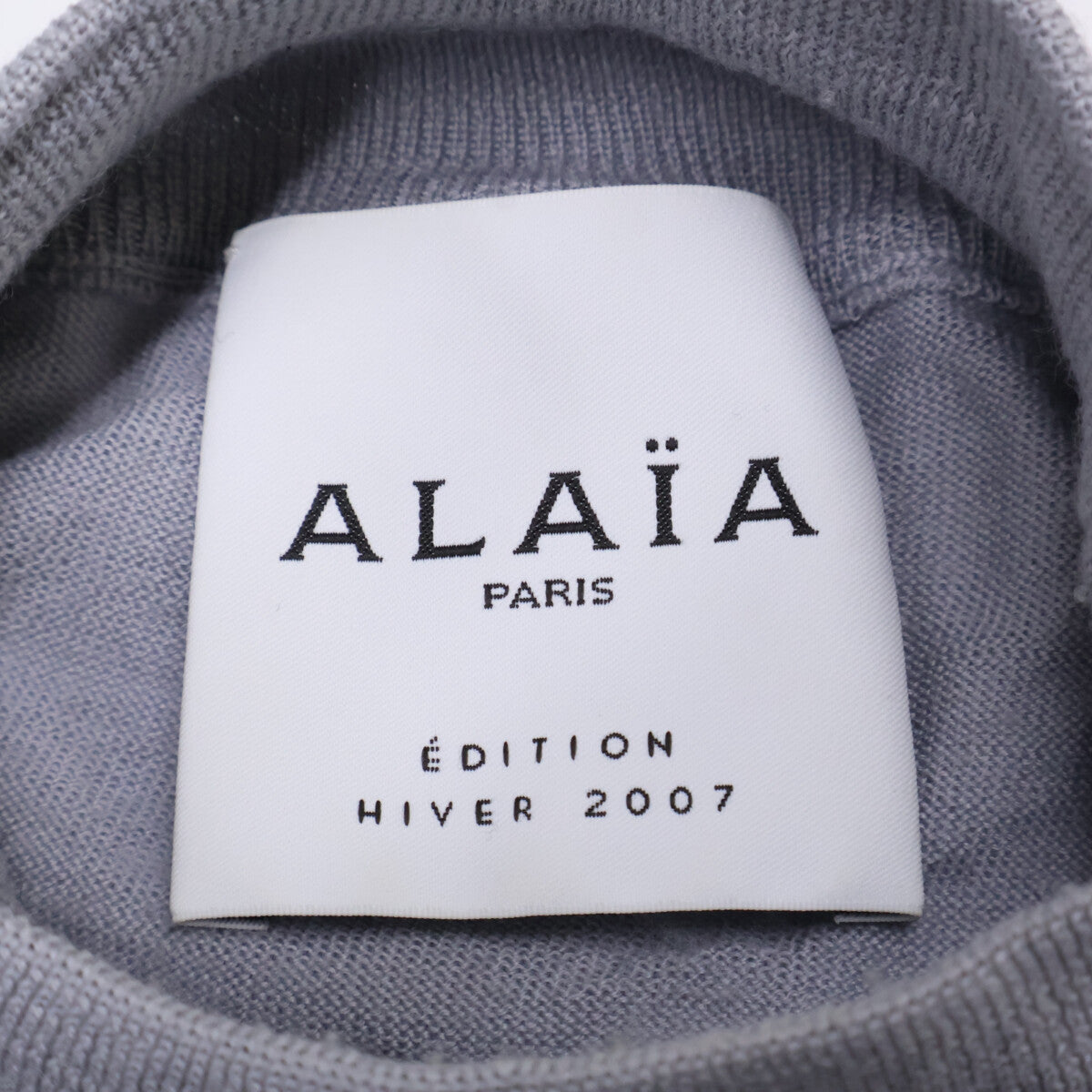 ALAIA AA9R2153CM626 Crinoline Flared Fine Knit Mini Skater High Neck Dress