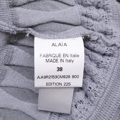ALAIA AA9R2153CM626 Crinoline Flared Fine Knit Mini Skater High Neck Dress