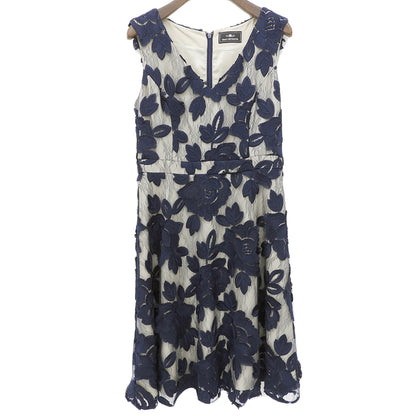 GRACE CONTINENTAL グレースコンチネンタル 美品 フラワー エンブロイダリー レース 刺繍 ワンピース レディース ネイビー 36 ワンピース 36