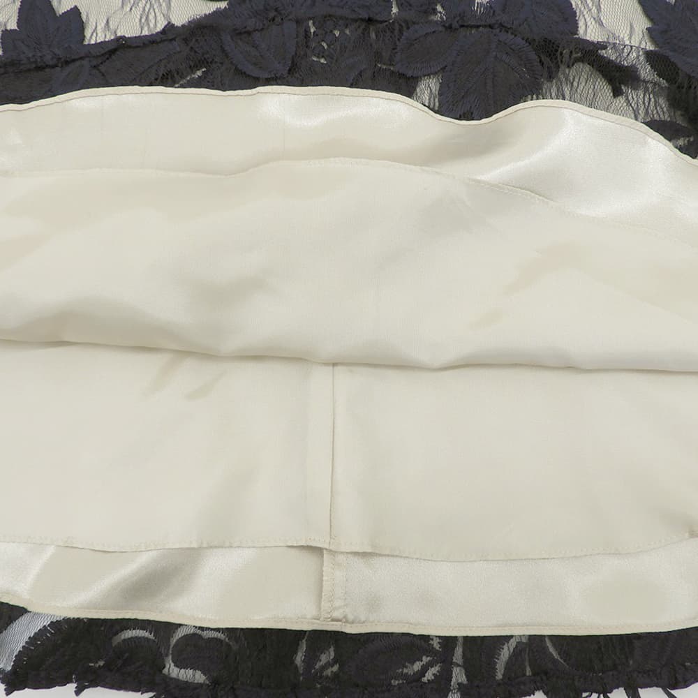 GRACE CONTINENTAL グレースコンチネンタル 美品 フラワー エンブロイダリー レース 刺繍 ワンピース レディース ネイビー 36 ワンピース 36