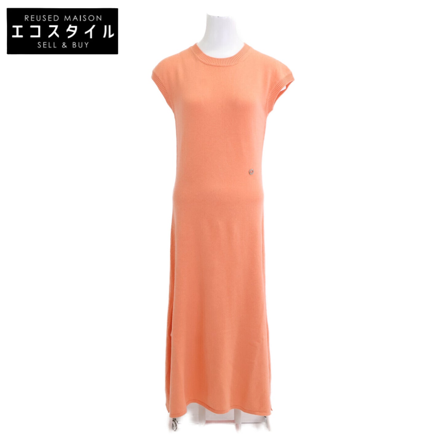 HERMES 【Domestic/23AW】Cashmere Cotton Sellier Button Sleeveless Knit Dress