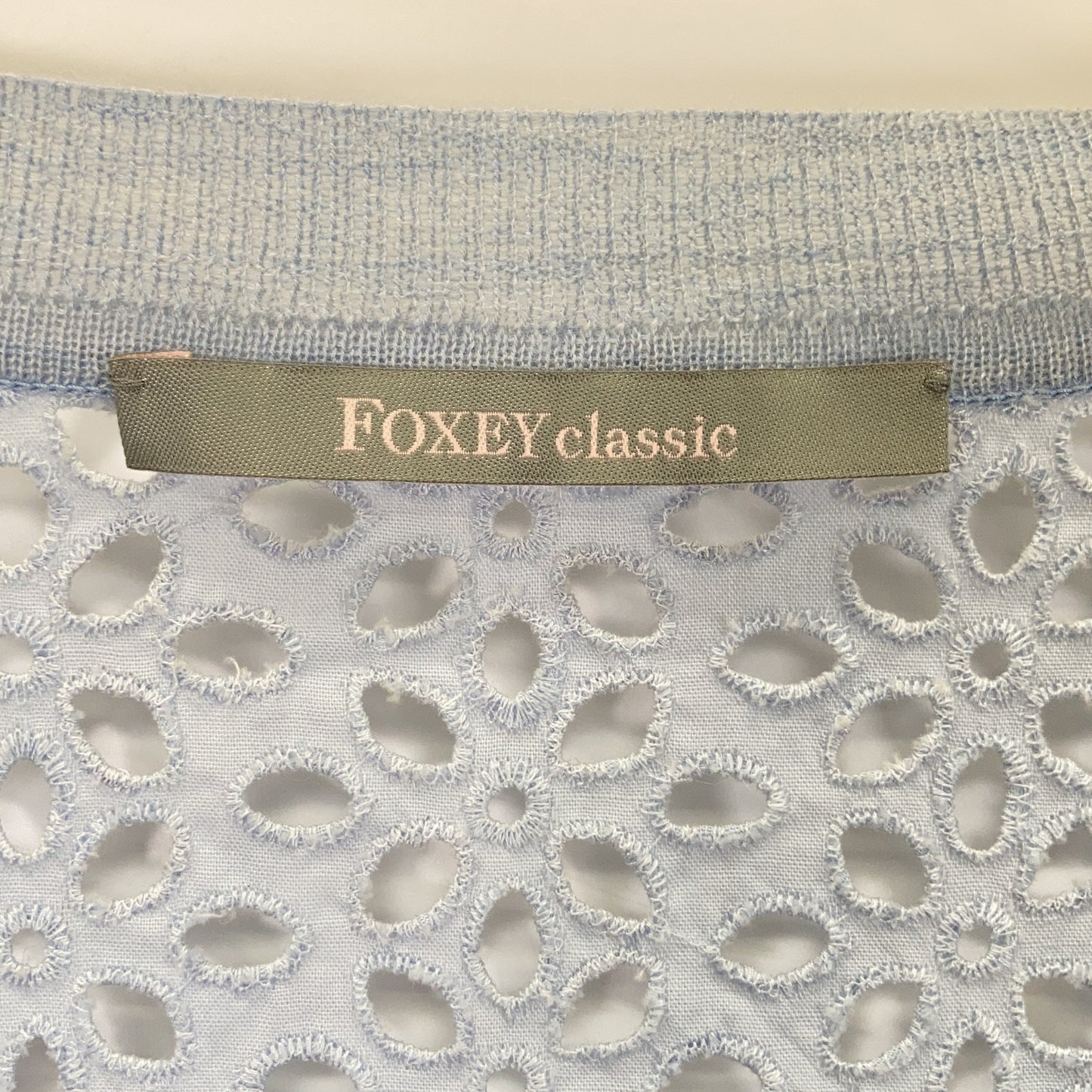 LIGHT BLUE 31594 Cashmere Silk Cutwork Cardigan Top S Ladies