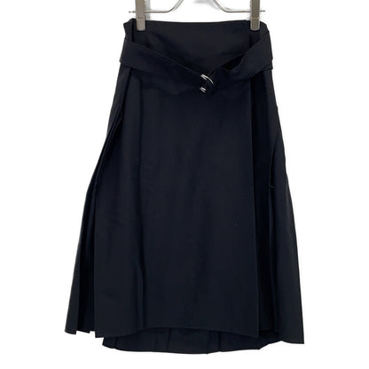 BURBERRY 8054207 Black Belted Pleated Skirt