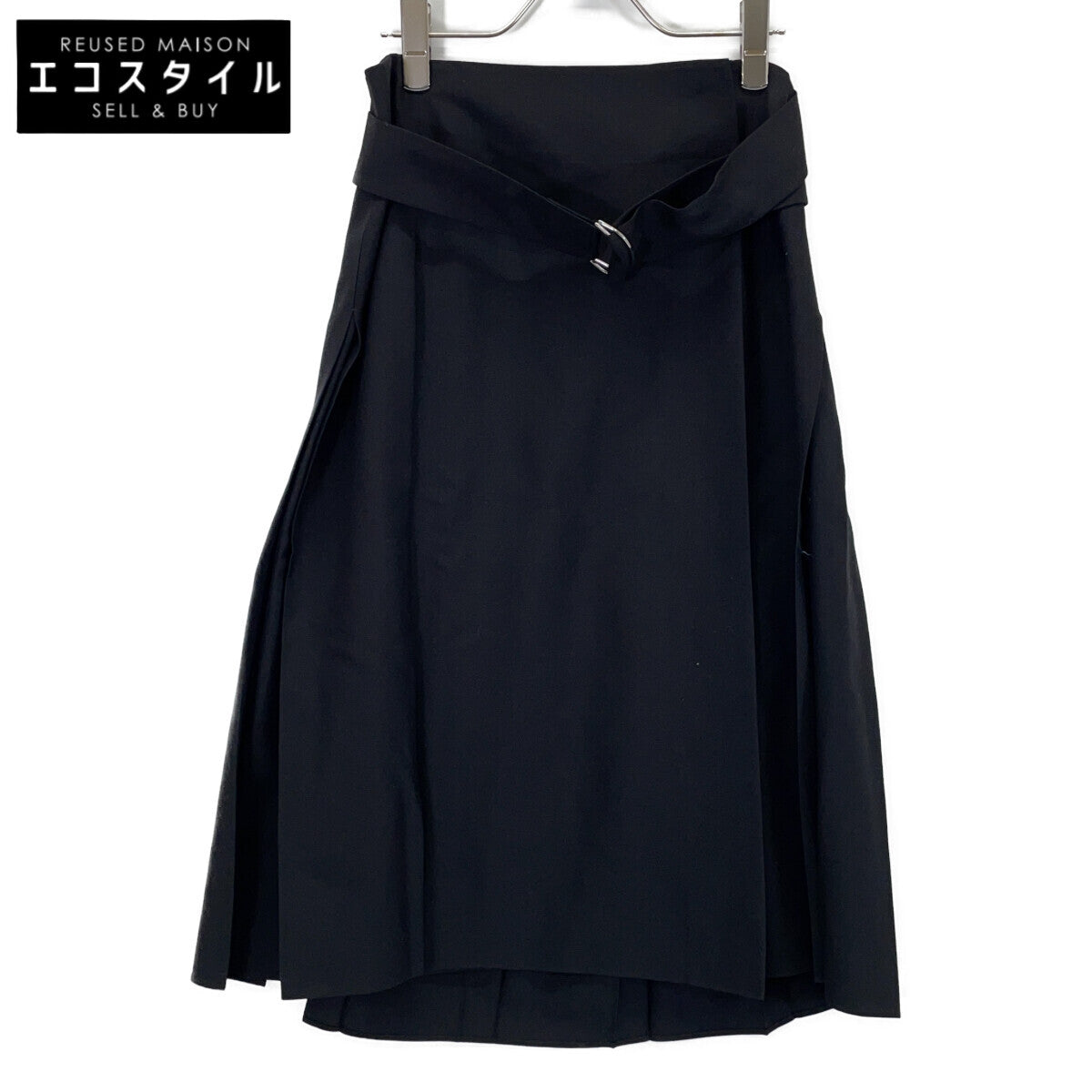 BURBERRY 8054207 Black Belted Pleated Skirt