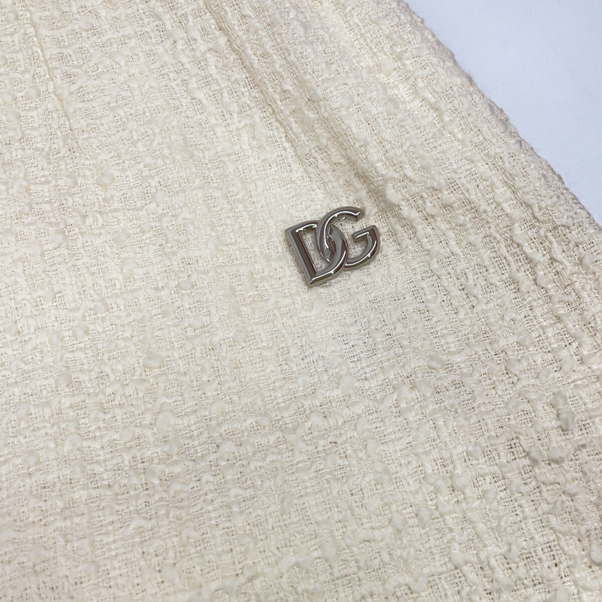 DOLCE&GABBANA White SK F4CJHT GDCAW H Tweed DG Hardware Skirt