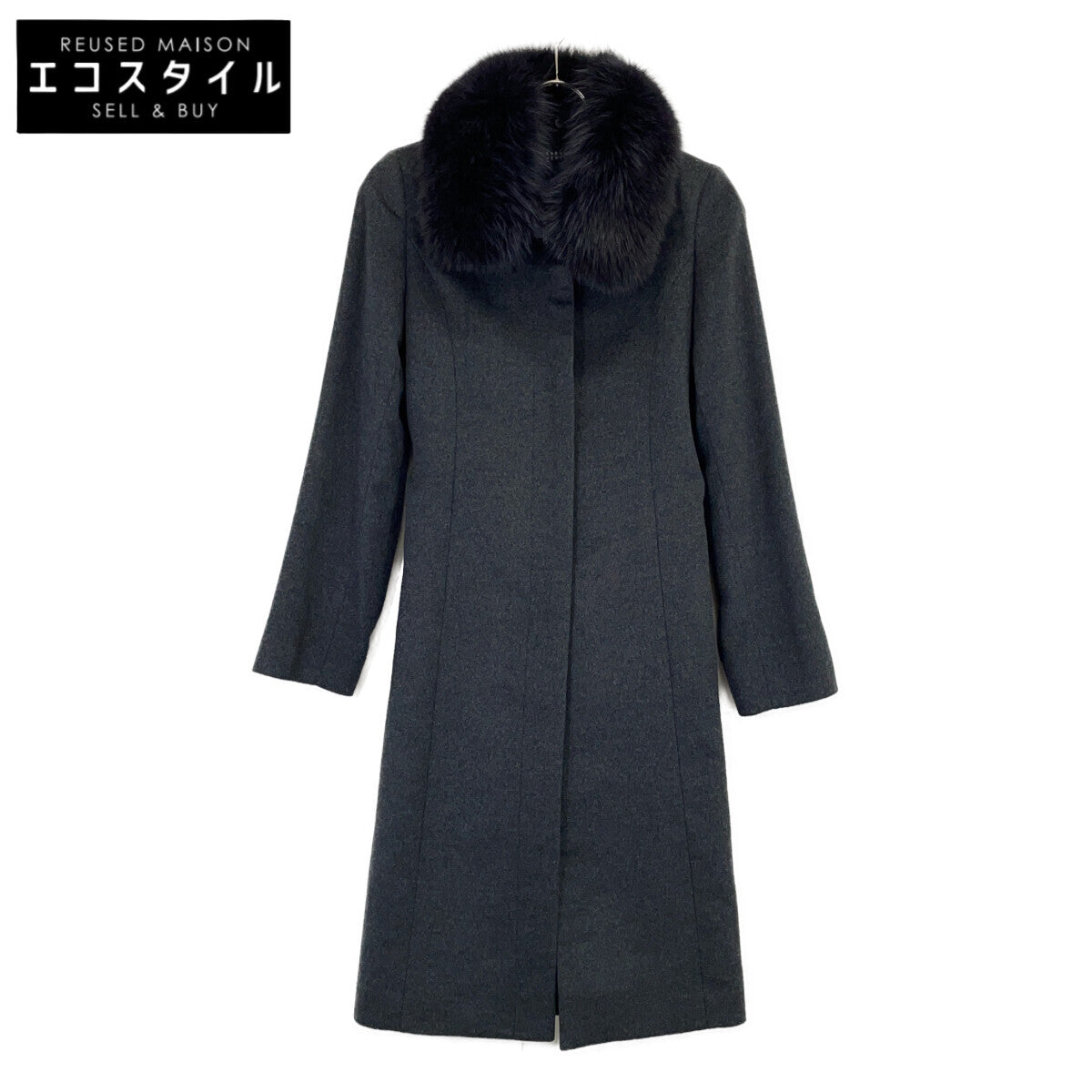 BARNEYS NEWYORK 巴尼斯纽约 BJ-404A 灰色 狐狸毛 羊绒100 大衣 大衣