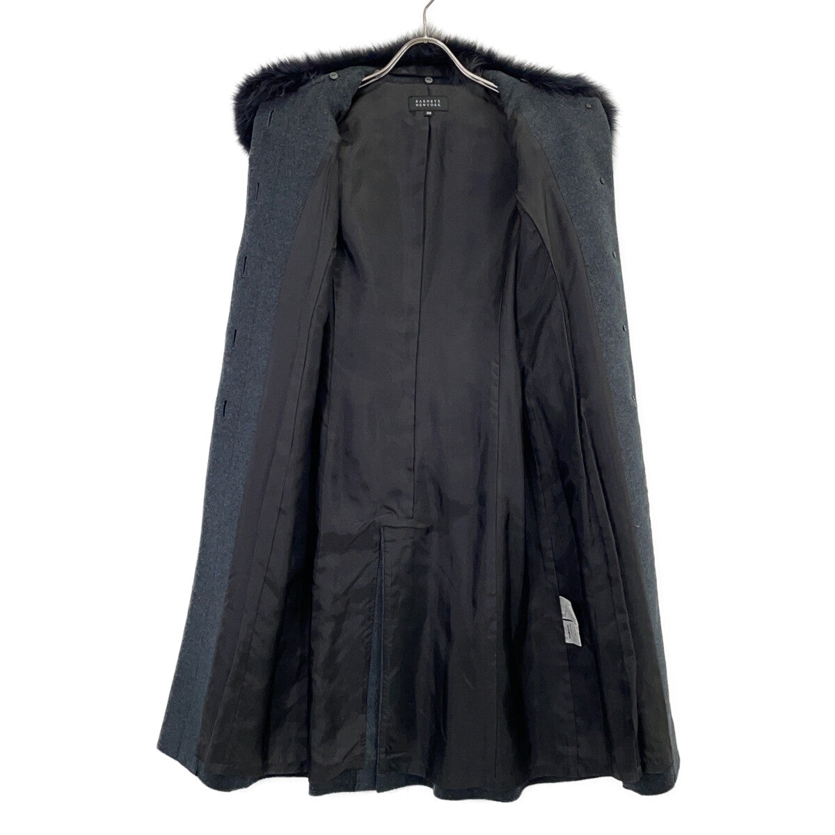 BARNEYS NEWYORK 巴尼斯纽约 BJ-404A 灰色 狐狸毛 羊绒100 大衣 大衣