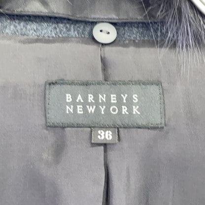 BARNEYS NEWYORK 巴尼斯纽约 BJ-404A 灰色 狐狸毛 羊绒100 大衣 大衣