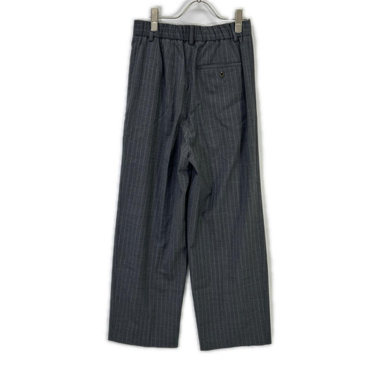 2024 Gray Wool Stripe Tuck Pants Bottoms 38 Women's