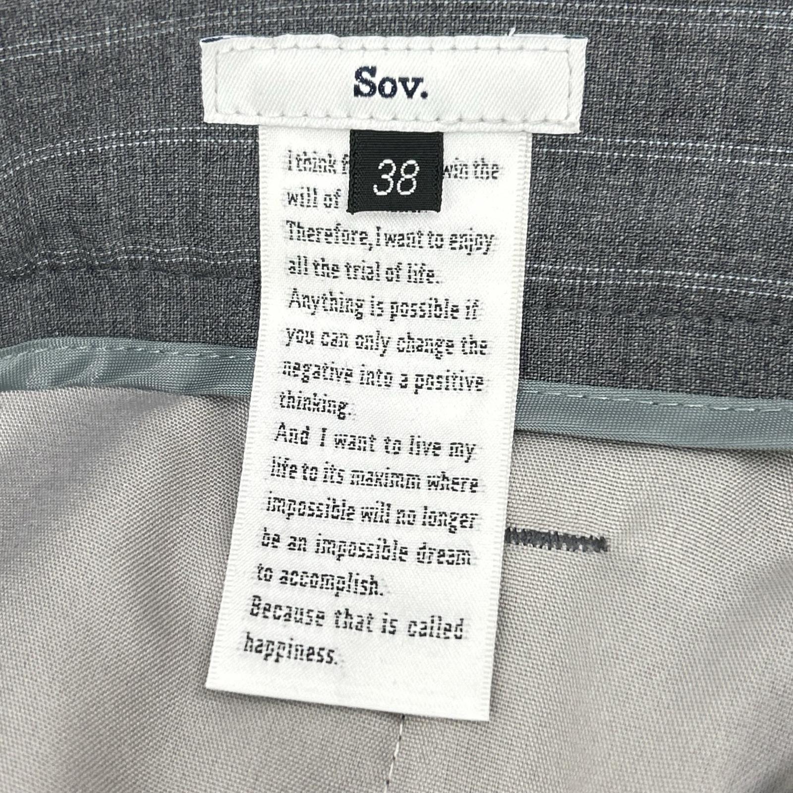 24年 ｸﾞﾚｰ ｳｰﾙｽﾄﾗｲﾌﾟﾀｯｸﾊﾟﾝﾂ ボトムス 38 レディース
