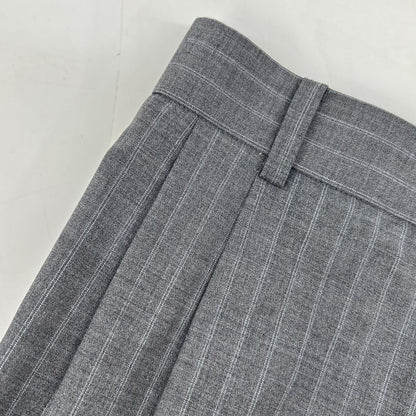 24年 ｸﾞﾚｰ ｳｰﾙｽﾄﾗｲﾌﾟﾀｯｸﾊﾟﾝﾂ ボトムス 38 レディース