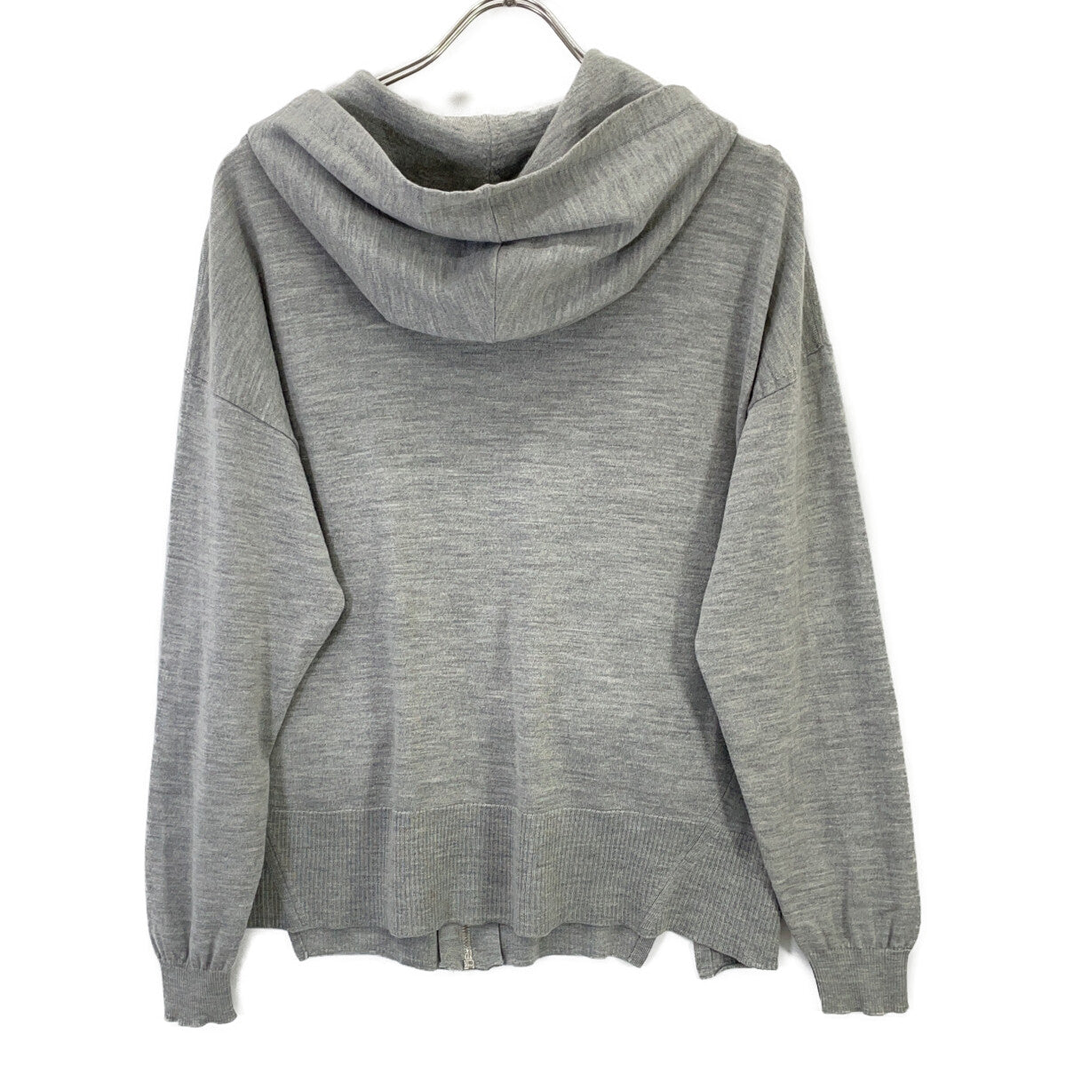 Christian Dior 5E24163AM563 Gray CD Logo Hardware Wool Silk Hoodie Top