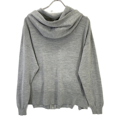 Christian Dior 5E24163AM563 Gray CD Logo Hardware Wool Silk Hoodie Top