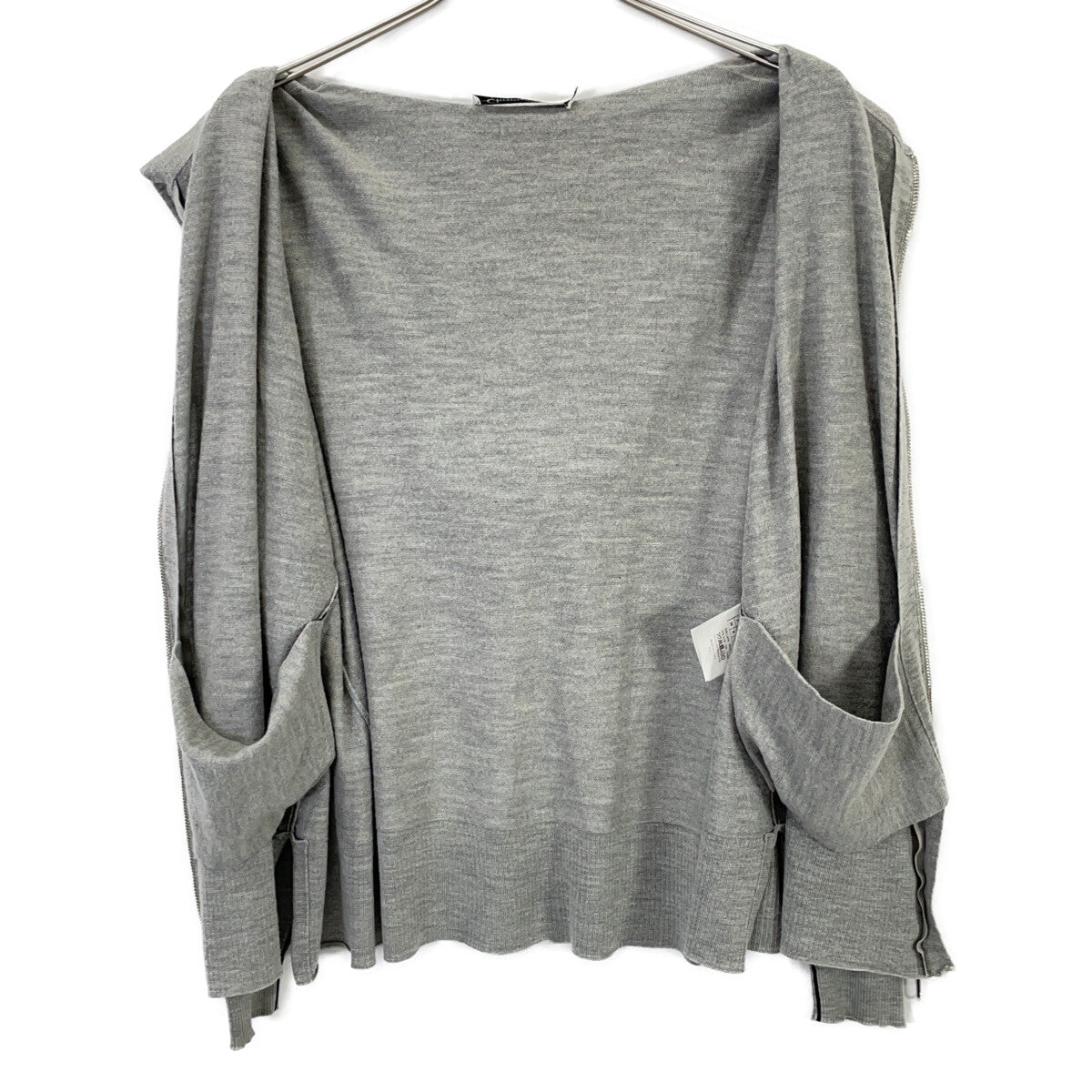 Christian Dior 5E24163AM563 Gray CD Logo Hardware Wool Silk Hoodie Top