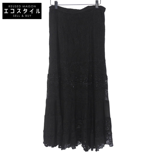 美品 レース スパンコール スカート レディース 黒 ブラック M スカート M